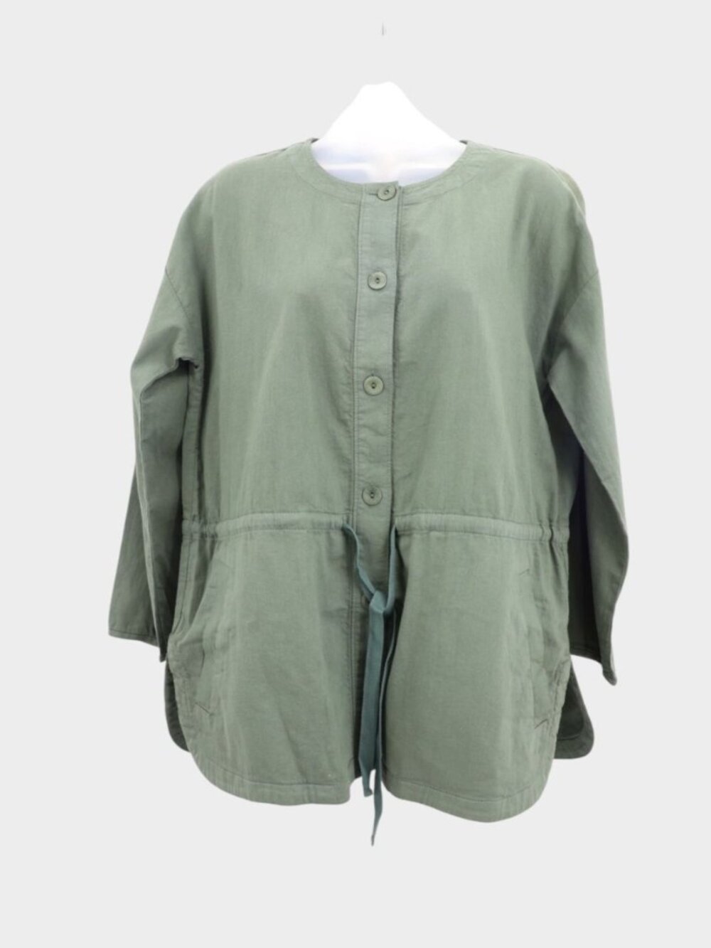 Eileen Fisher Size XXS Olive Green Organic Cotton Twill Drawstring Jacket NWT